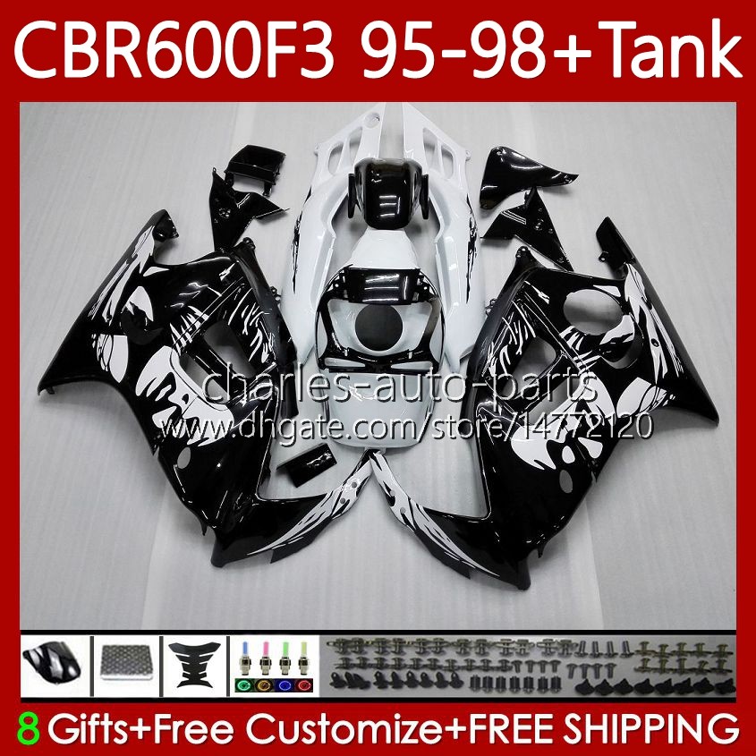 

Bodys +Tank For HONDA CBR600 CBR 600 F3 FS CC 600F3 95-98 Bodywork 64No.0 600FS 600CC CBR600F3 95 96 97 98 CBR600-F3 CBR600FS 1995 1996 1997 1998 Fairing Kit Graffiti Black, No. 1