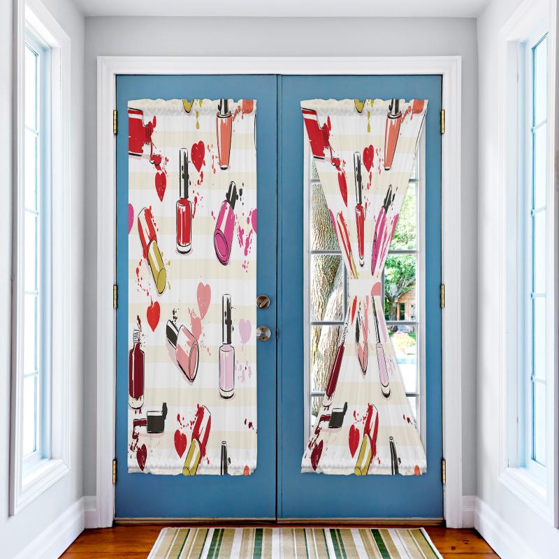 

Curtain & Drapes Cosmetic Nail Polish Female Cartoon Window For Living Room Luxury Japanese Home Decor Door Kitchen