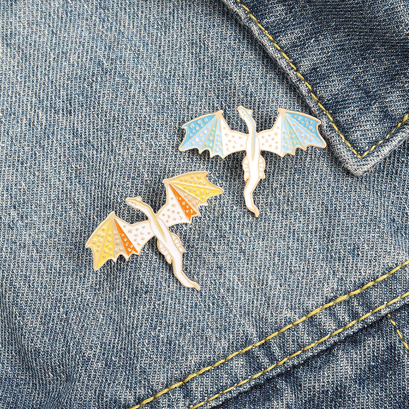 Paint Drop Enamel Alloy Dargon Brooches Cartoon Animal Knapsack Collar Pins Unisex Children Anti Light Buckle Clothing Badge Jewelry Accessories-image-698480120