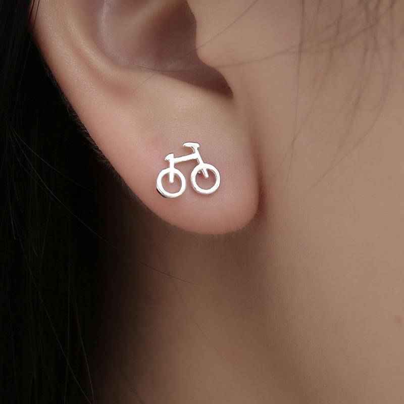 

Lovely Color Stud Earrings Biker Cute Tiny Bike Bicycle Earring For Women Friend Creative Gifts Ear Jewelry