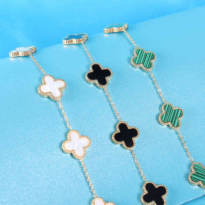 

Lucky Five Flowers and Four Leaf Clover Bracelet Women's Japane Korean Version Ins Simple Personality High Sense Niche Dign Lovers' h