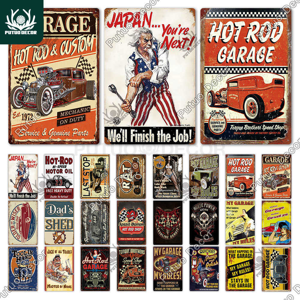 Garage Metal Sign Plaque Metal Vintage Tin Sign Retro Garage Signs Man Cave Wall Decor Iron Painting-image-744873462