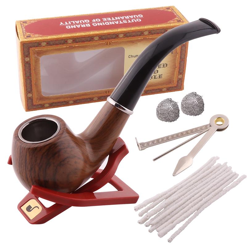

Resin Smoking Tobacco Pipe Set Classic Wooden Grinder Chimney Filter Gift For Smoke Accessories Pipes