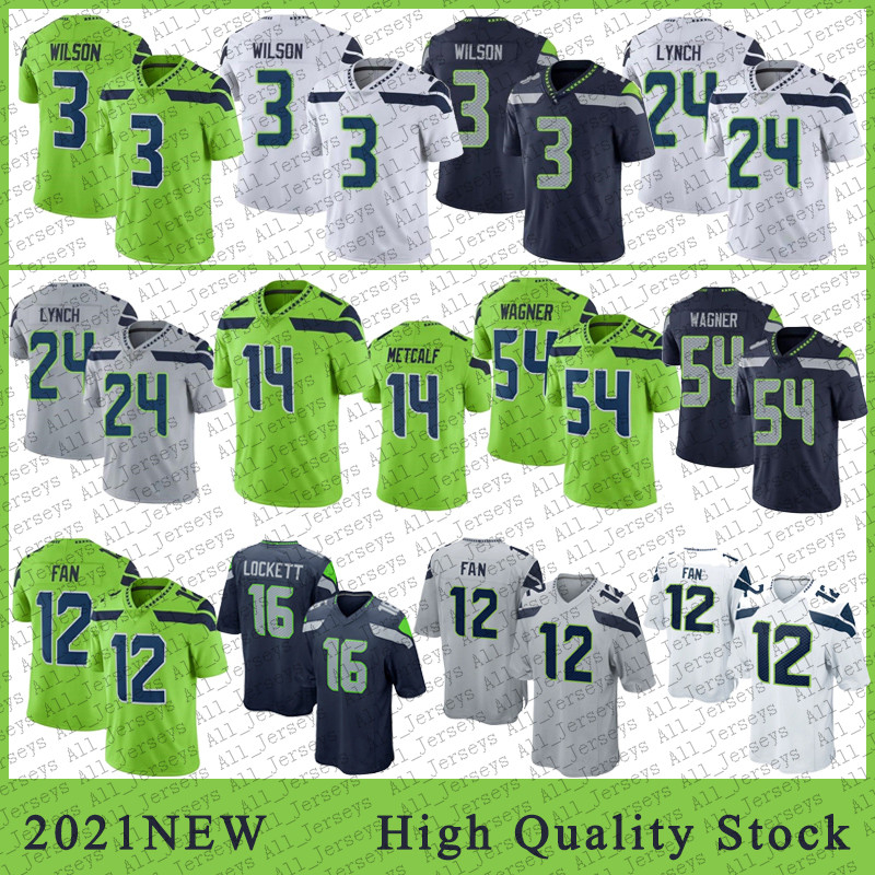 

3 Russell Wilson Football Jersey 14 DK Metcalf 33 Jamal Adams 16 Tyler Lockett 24 Marshawn Lynch 49 Shaquem Griffin 54 Bobby Wagner 12 Fan H, Black;red