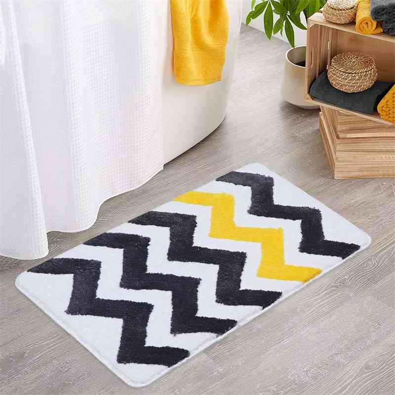 

Flocking wave super fiber floor bathroom water absorption anti slip household kitchen foot mat, Wave mat - green + orange