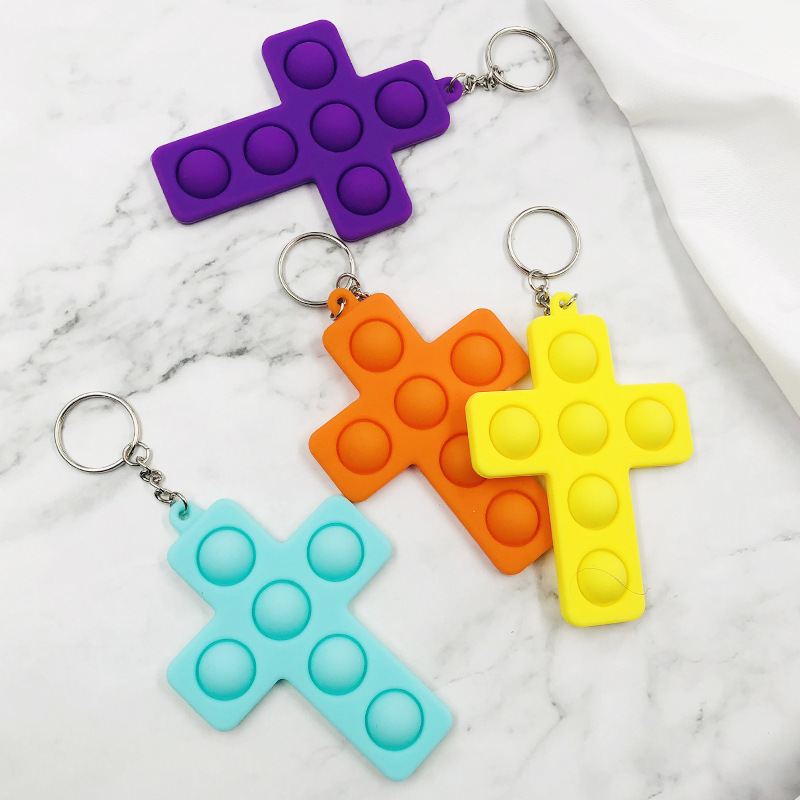 

Push Pop It Fidget Party Favor Keychain Finger Bubble Decompression Children's Educational Pressing Exercise Board Silicone Toy