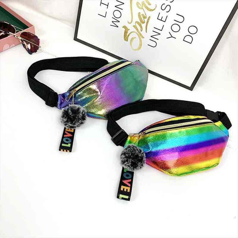 

holographic women fanny pack belt waist bag colorful laser female travel shoulder party rave hip bum