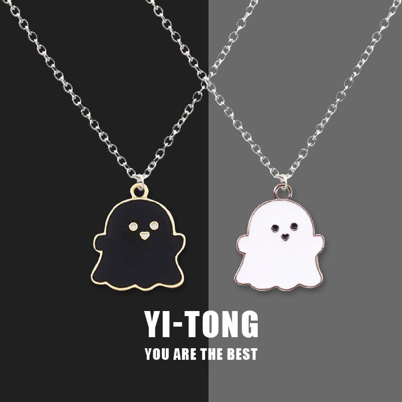 

Pendant Necklaces Cute Exquisite Cartoon Little Ghost Necklace Simple Couple Clavicle Chain Jewelry Souvenir Gift