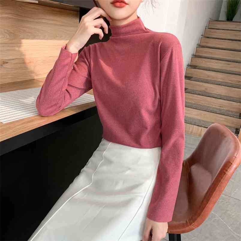 

Winter Fashion Women Solid Turtleneck Sweater Female Long Sleeve Chic Elegant Ladies Jumpers Pull Femme Woman s 210517, Black