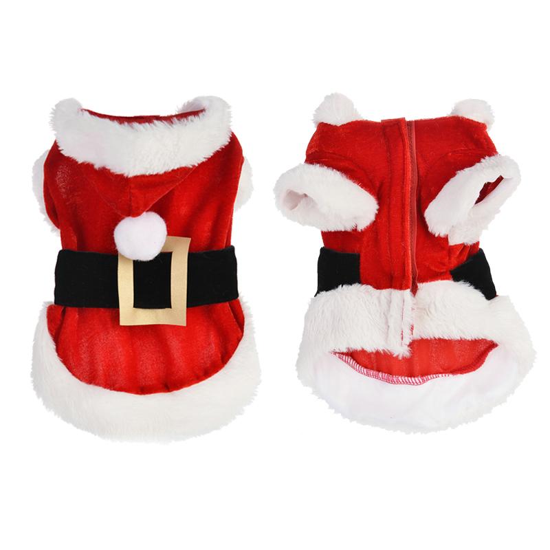 

Dog Apparel Santa Pet Costume Christmas Clothes For Small Dogs Winter Hooded Coat Jackets Puppy Cat Clothing Chihuahua Yorkie Outfit, Red