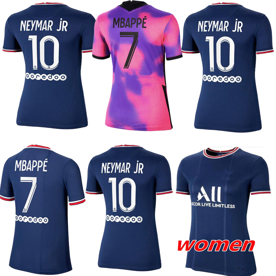

WOMEN Soccer Jersey 2021 2022 Paris fourth Home Away blue white VERRATTI CAVANI MBAPPE 21 22 ladies football Shirt DI MARIA girls uniforms top quality