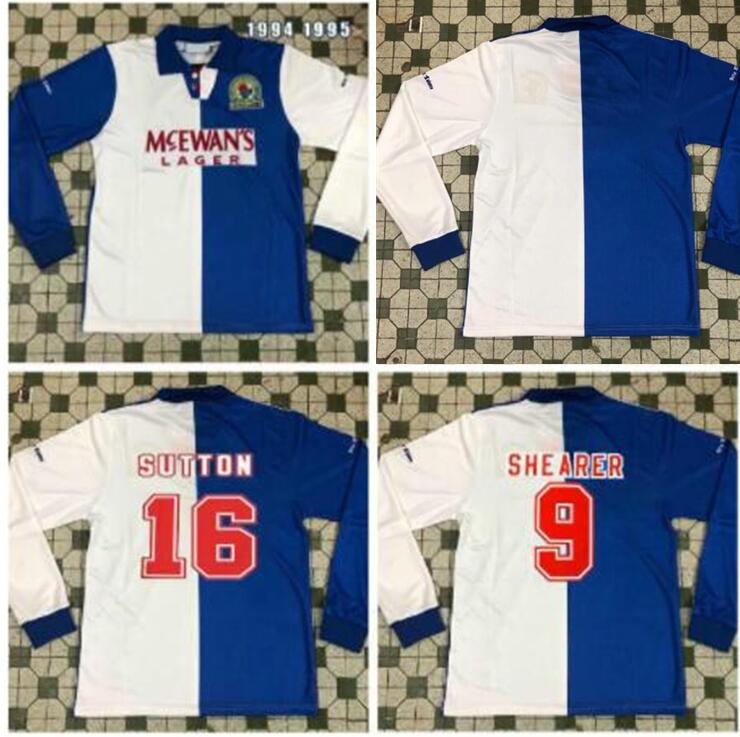 

Blackburn Rovers Long sleeve 1994 1995 retro soccer jersey Blackburn Alan Shearer Sutton Hendry SHERWOOD BERG vintage classic foo