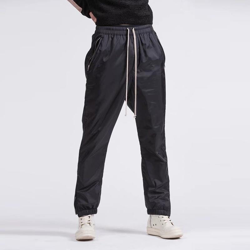 

Men's Pants Abkle Zipper Vibe Pockets Drawstring Breathable Solid Casual For Men High Street Black Oversize Loose Trousers