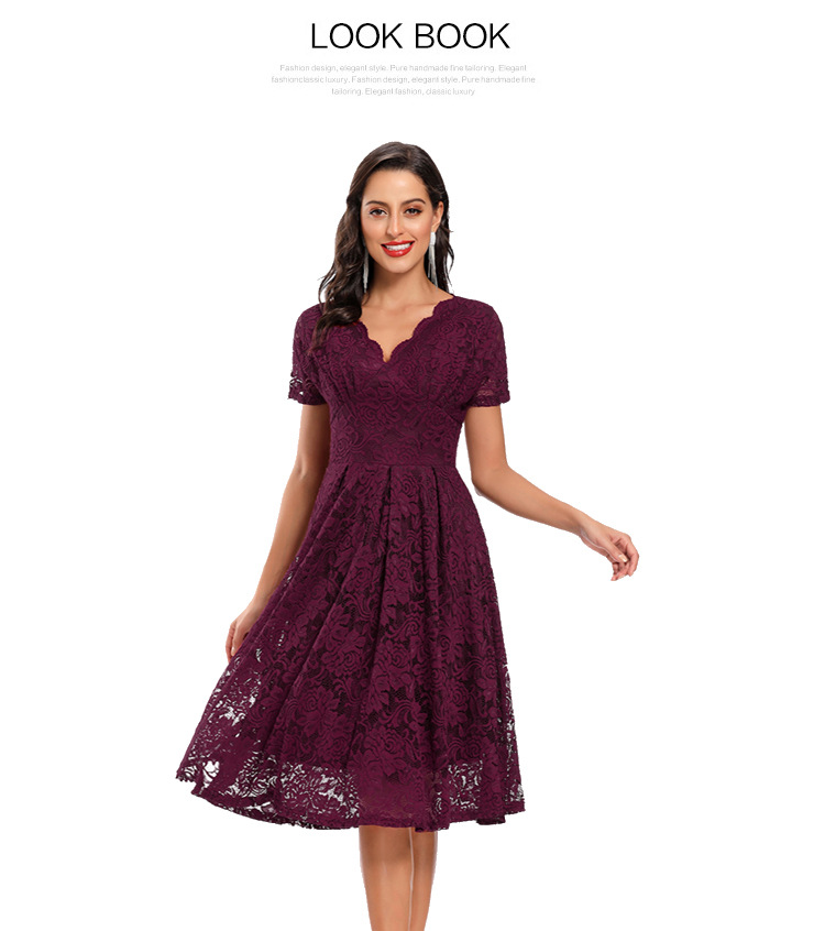 Lace Mini Graduation Dresses 2022 Dress Woman A Line Formal V Neck Short Sleeve Party prom dress-image-742832218