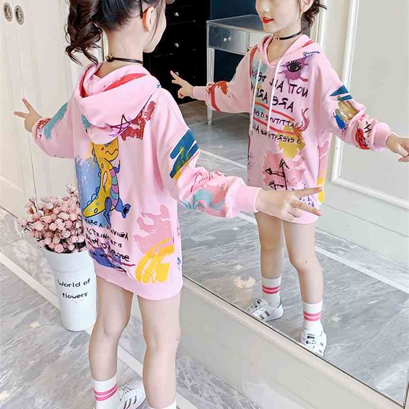 

Girls' sweater 2021 new foreign style spring and autumn thin girl's big children's net red top medium long