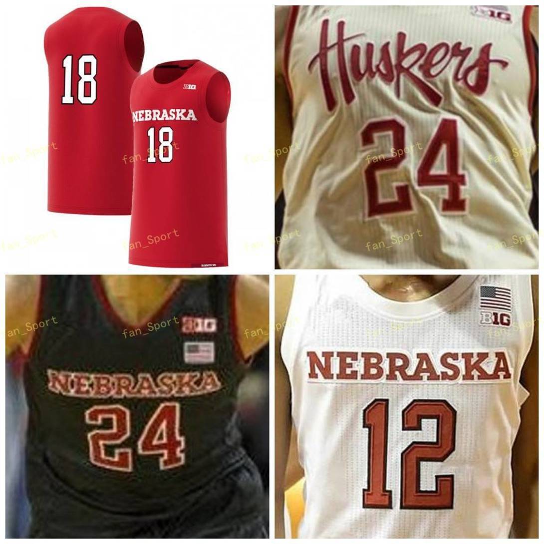 

NCAA College Nebraska Cornhuskers Basketball Jersey 15 Isaiah Roby 20 Tanner Borchardt 25 Nana Akenten 33 Justin Costello Custom Stitched, As
