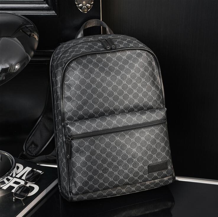 

Wholesale men leathers shoulder bags with large capacity and multi-function dot printing backpacks College wind Joker leather student bag trend plaid handbag, Black