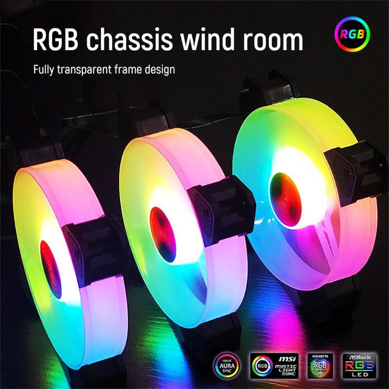 

Laptop Cooling Pads 12cm Desktop Computer Fan Symphony Color Changing Silent Adjust Speed And Brightness PC For Gaming Case