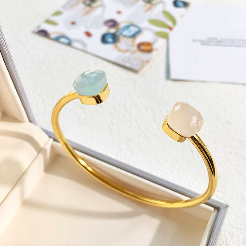 

22 Candy Colors Crystal Bangle Diy Customize Mix Colors Open Bracelet Bangle for Women Fashion Jewelry Db009 Q0720