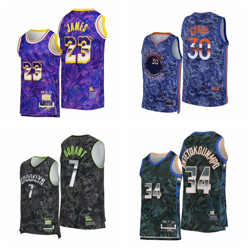

2021 Mens Basketball Michael Stephen LeBron Curry James Kevin Giannis Durant Antetokounmpo KIDS MVP Select Series Jersey