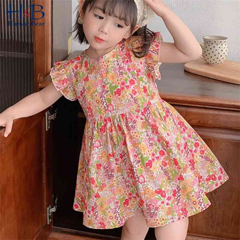 

Girls Dress Summer Flying-Sleeve Floral Printed Pricess Toddler Kids Clothes 210611, Bn673 purple