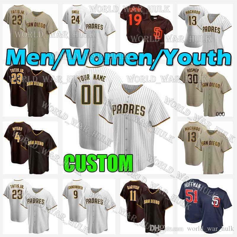 

Padres 2 Trent Grisham Jersey 23 Fernando Tatis Jr. 13 Manny Machado San Diego 19 Tony Gwynn 30 Eric Hosmer 24 Blake Snell Wil Myers, Blue;black