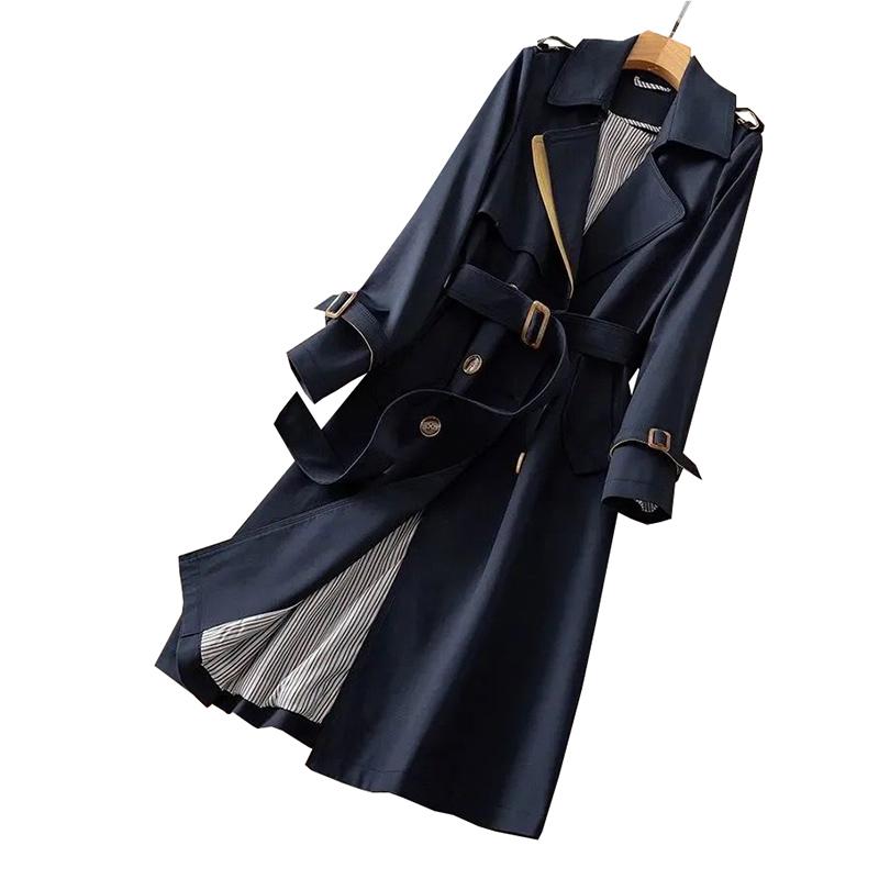 

Women's Trench Coats Tulin Fashion Belt Windbreaker Women Medium Long Spring Autumn CCoats Korean Loose Plus Size Coat Overcoat, Tan;black