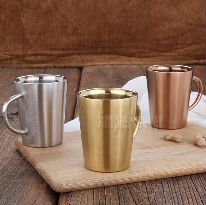 

Mugs 60pcs/lot Fashion 320ml 12oz Vacuum Cups Stainless Steel Mug Double Wall Beer Cup Insulated Milk Thermo Coffee With Handles