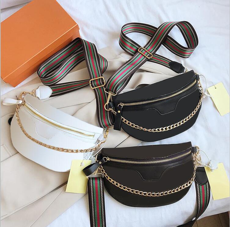 

7053 luxury Brand designer classical old flower waistbag with chain women's chest bag 3color fashion crossbody wide shoulder strap, Brand lo-go