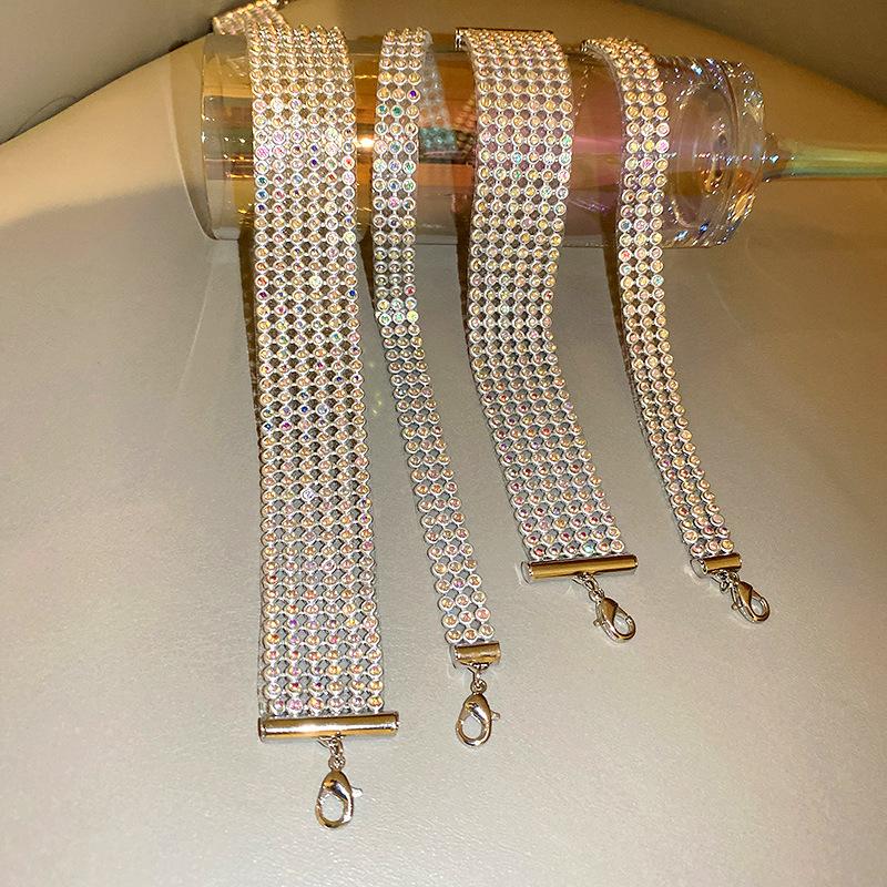 

Chokers Sparkling Multi-row Full Rhinestone Bracelet Necklace Women Female Luxury Clavicle Chain Necklaces Wedding Brides Jewelry