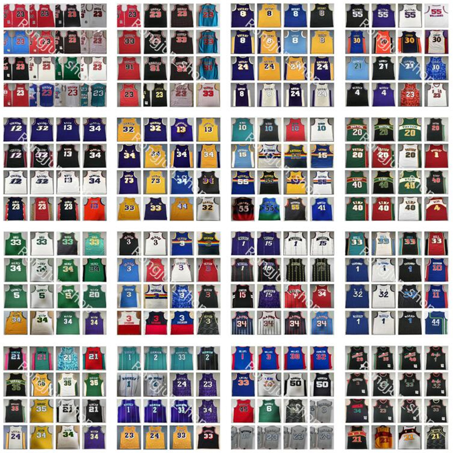 

MitchellNess Retro Basketball Jersey Mutombo Iverson Williams Webber Hill Stockton Carter McGrady Hardaway Payton Kemp Durant Curry Garnett Bibby Nash Johnson, Picture