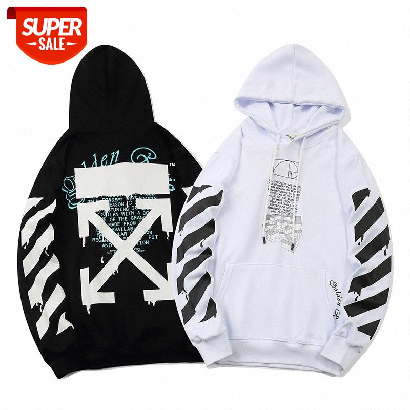 

European and American fashion brand OFF slash printing thin bottoming sweater OW WHITE men women couple hooded pullover jacket #GX0E, Black