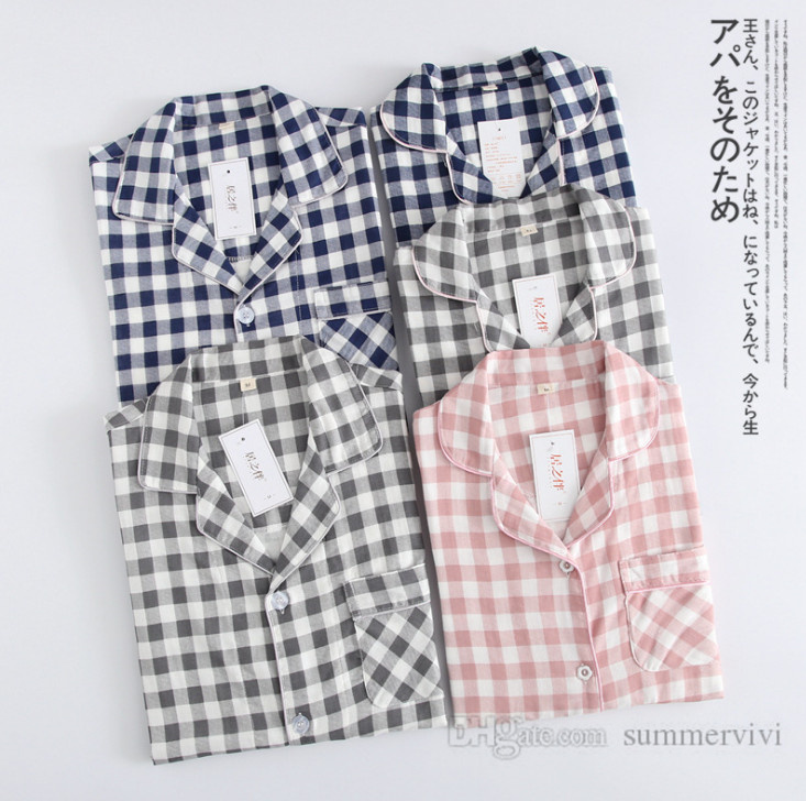 

Autumn Kids plaid pajamas sets girls boys lapel long sleeve nightwear+pants 2pcs children soft cotton sleepwear homewear loungewear Q2085, Gray girls