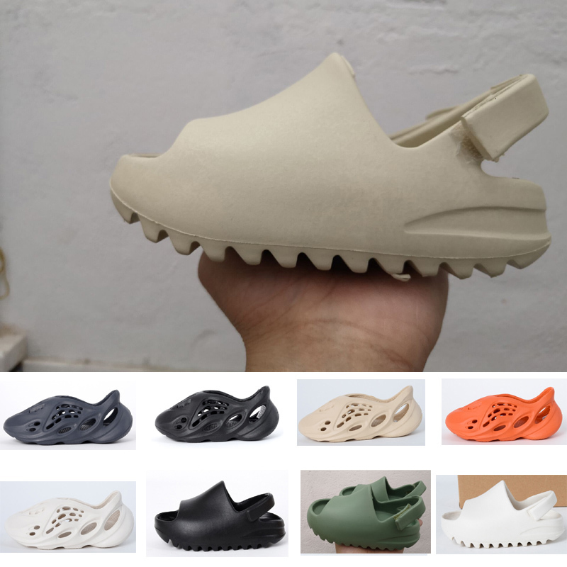 

2021 fashion Summer sandal Children shoes boy girl youth kid Kanye west Slide Desert Sand Beach slipper foam runner Bone, 001 white
