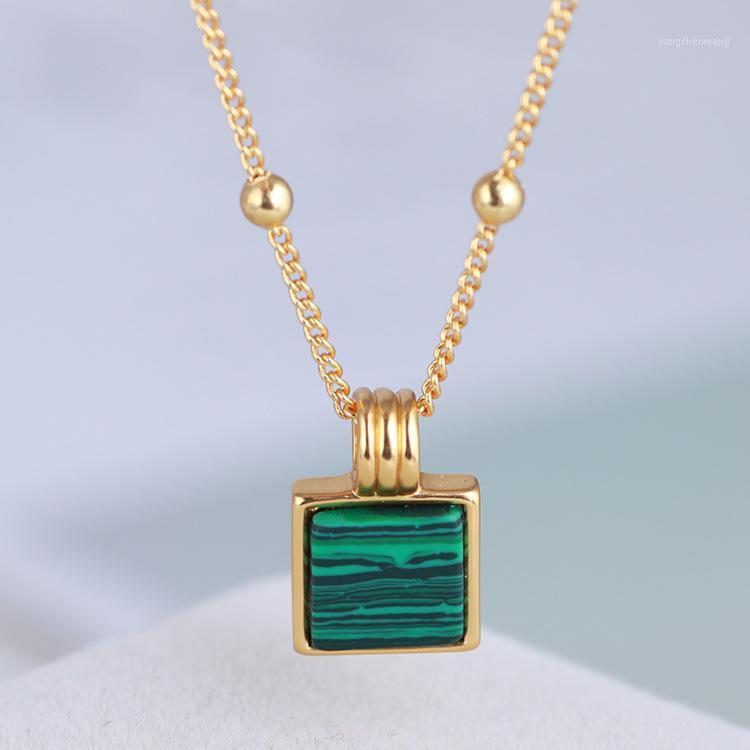 

Chains Short Mix Necklace With Natural Square Turquoise Pendant