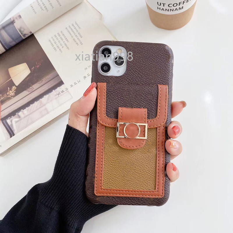 

Card wallet type Apple 12promax mobile phone case quality leather semi-soft 11promax/7/8Plus/XR fashion