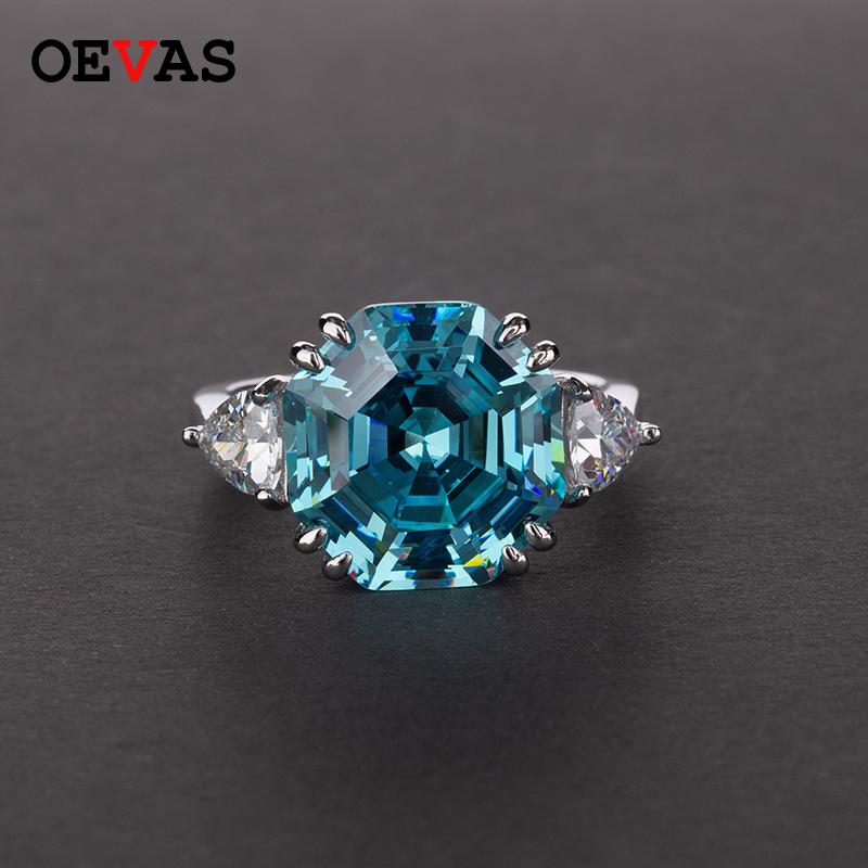 

Cluster Rings OEVAS 100% 925 Sterling Silver Sparkling 12*12MM 5A Zircon Wedding Ring For Women Party Fine Jewely Anniversary Gift, Golden;silver