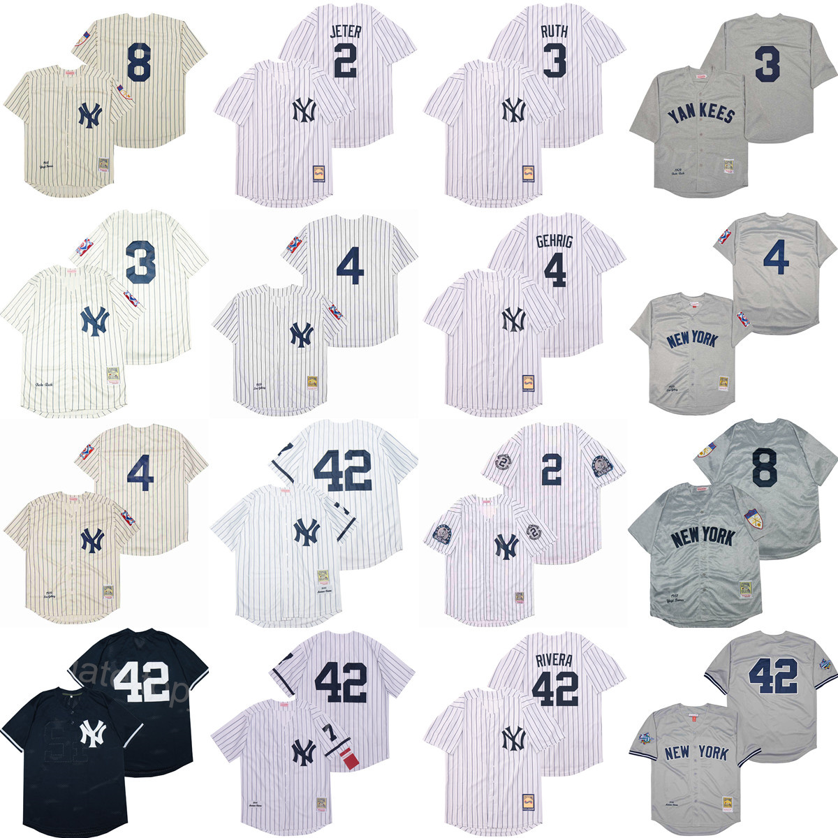 

Retro 1995 1998 Vintage Baseball 42 Mariano Rivera Jersey 8 Yogi Berra 23 Don Mattingly 3 Babe Ruth 4 Lou Gehrig 2 Derek Jeter Stitched Cool Base Retire 1929 1939 1951, 1939 retro