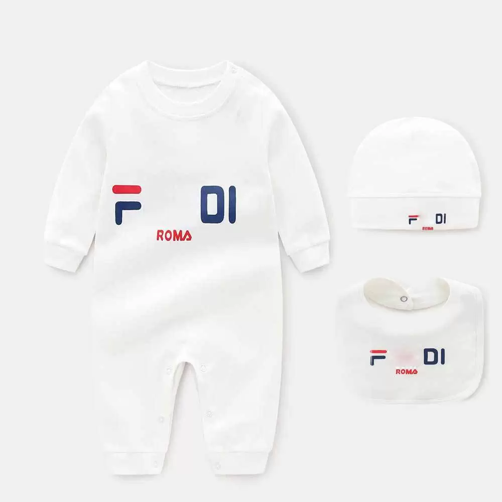 

Infant 3 Set Hat Bib Jumpsuits&Rompers Kids Clothes Girls Boys Letter Newborn Baby Rompers Toddler Clothes, Blue