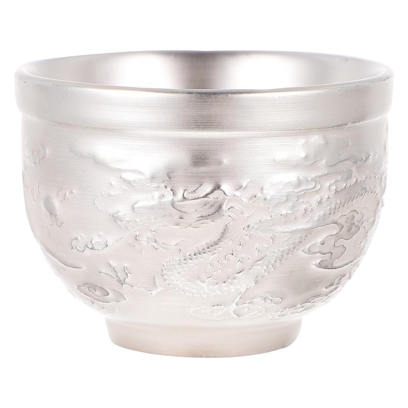 

Disposable Cups & Straws 1Pc Vintage Chinese Style Silvered Tea Cup Crafted Decor