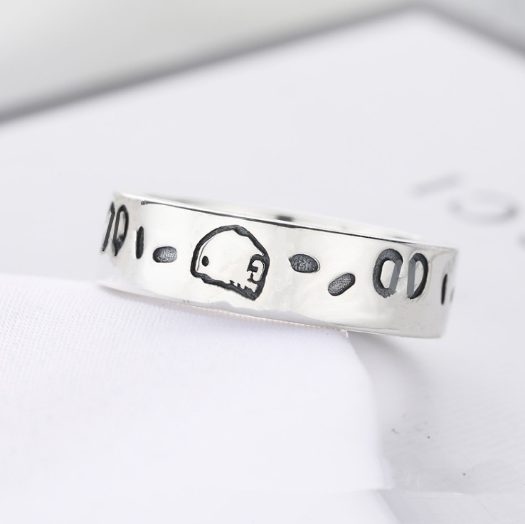 

Titanium steel skull band ring men's and women's luxury sterling silver fashion gifts for friends couples wedding jewelry