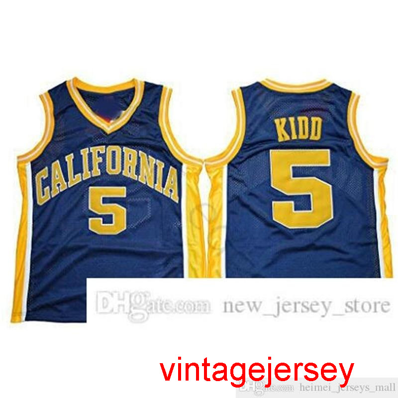 

NCAA California Golden Bears College #5 Jason Kidd Basketball Jersey Vintage Navy Blue Jason Kidd Jerseys Shirts -XXL