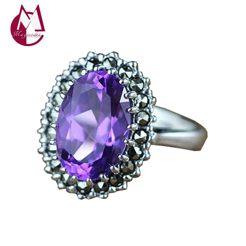 

Cluster Rings Amethyst Citrine Pomegranate Red Ring Pure 925 Sterling Silver Fashion Jewelry Women Wedding 2021 Trend Luxury Designer R45, Golden;silver