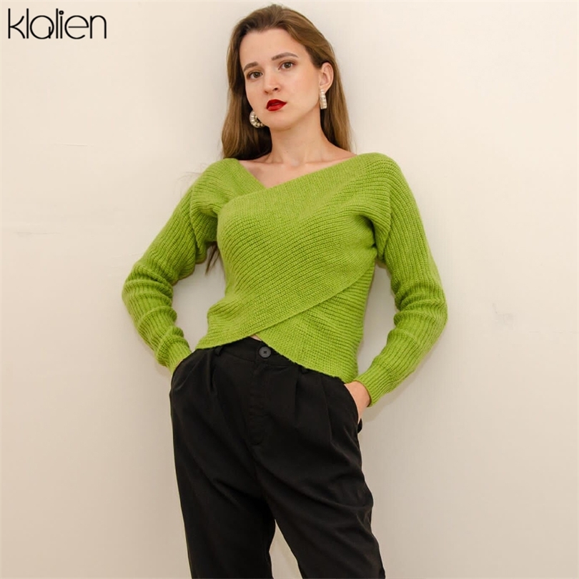 

KLALIEN Fashion Elegant Long Sleeve Square Collar Solid Slim Sweater Women Autumn Office Lady Streetwear Warm Female Top 211018, Blue
