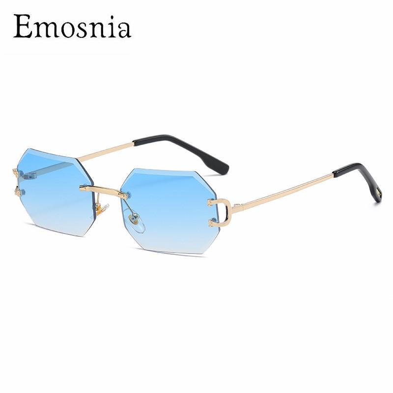 

Sunglasses Emosnia Fashion 2021 Polygon Men Rimless Octagonal Vintage Shades Gradient UV400 Traveling Sun Glasses For Women