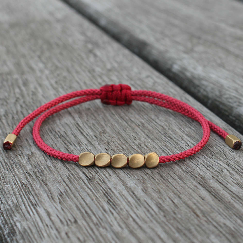 

Hand catenary Popular Tibetan copper bracelet DIY twist angle bead hand woven Red Rope Bracelet national style jewelry, Black