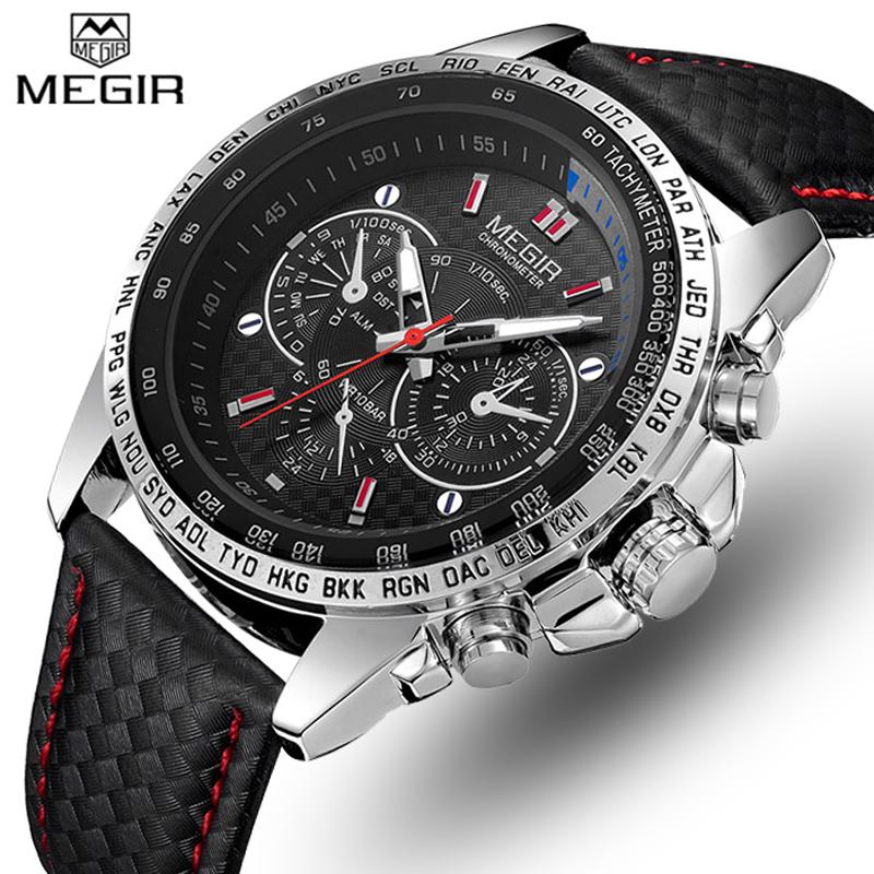 

Wristwatches MEGIR Mens Watches Top Men Analog Quartz Watch Fashion Casual Luminous Waterproof Clock Relogio Masculino, Silver-white