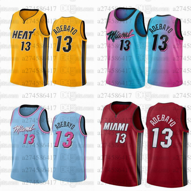 

Men S-6XL basketball jersey 13 Bam Adebayo red white black blue pink yellow city Jerseys, Black;red