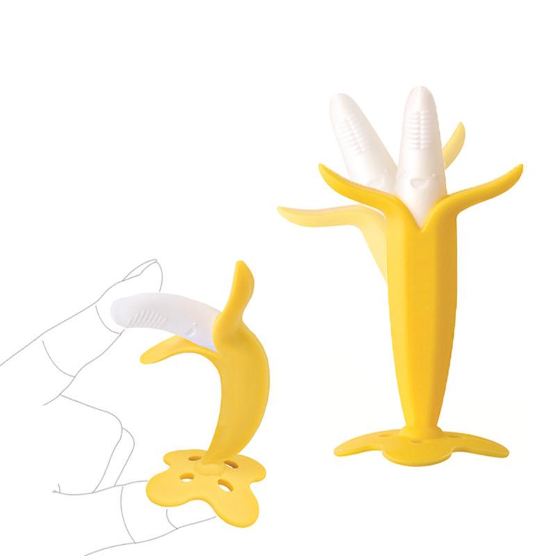 

Pacifiers# Baby Silicone Training Toothbrush BPA Free Banana Shape Safe Toddle Teether Chew Toys Teething Ring Gift For Infant Chewing