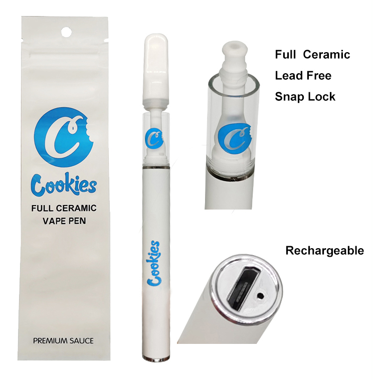 

Delta 8 Disposable Vape Pen E Cigarettes Kits Cookies Full Ceramic Cartridges Rechargeable 290mah battery 0.5ml Empty Vaporizer Packaging Retail Bag NO Clogging, White